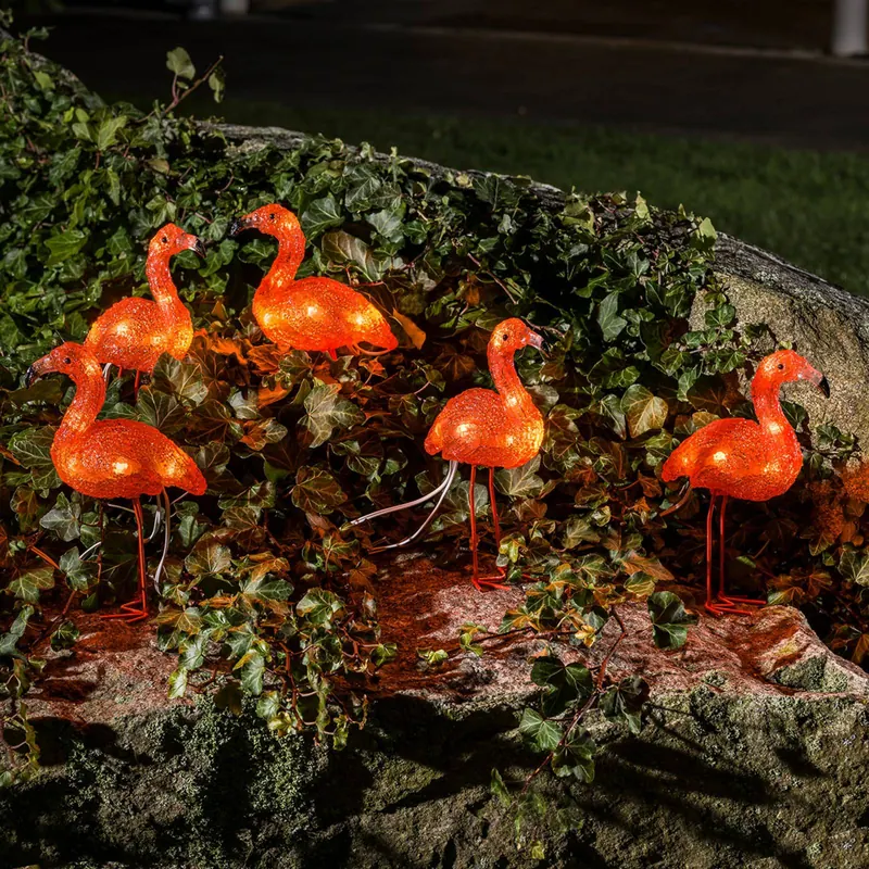 Oświetlenie dekoracyjne LED Flamingo w zestawie 5 sztuk