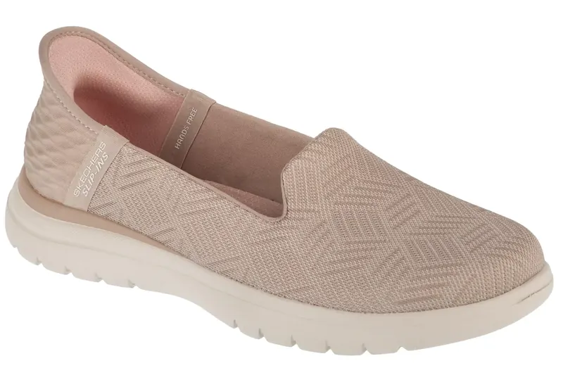 Skechers Slip-Ins On The Go Flex - Clover 138182-TPE, Damskie, Beżowe, półbuty, tkanina, rozmiar: 36