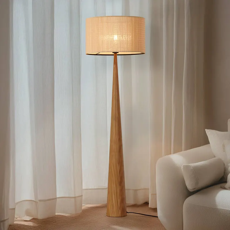 Lucande Lampa stojąca Fabrena, kolor naturalny, bambus, wysokość 138 cm