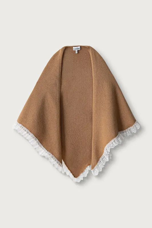 GANNI Triangular Scarf szalik damski z wełną