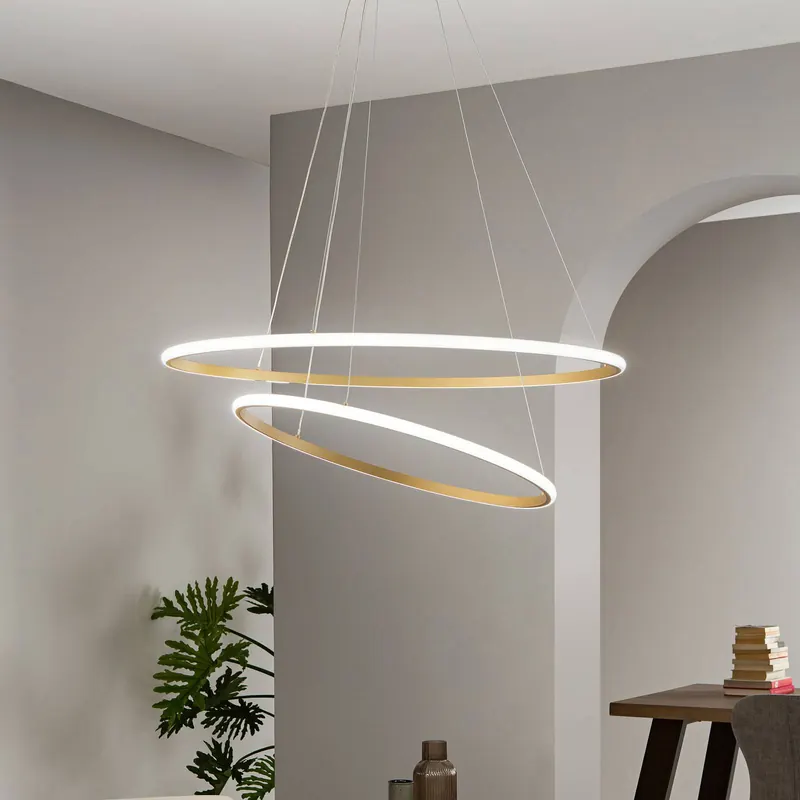 Lampa wisząca LED Axis, Ø 80/60 cm, złota, metal, CCT