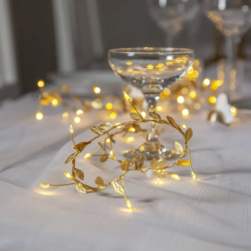 Łańcuch świetlny LED Winny, złoty, tworzywo sztuczne, 200 cm, bateria