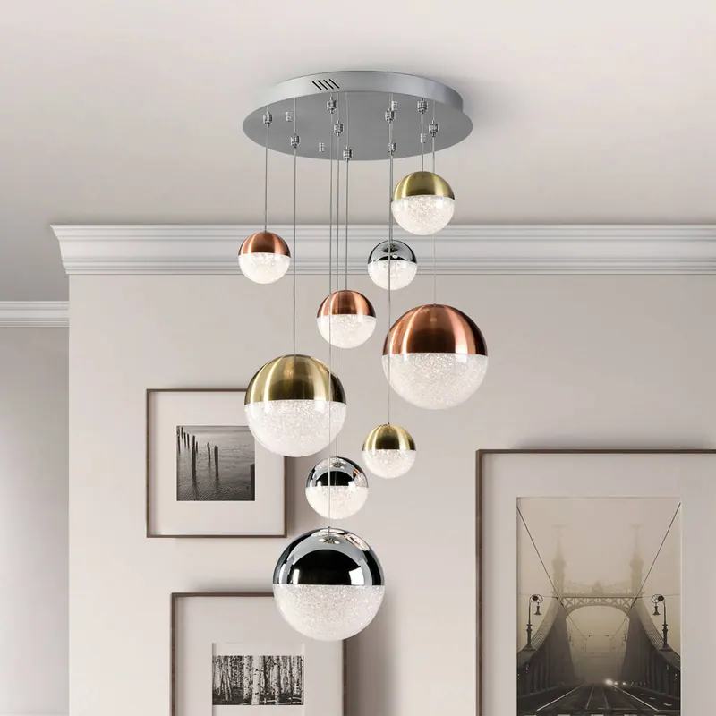 Lampa wisząca LED Sphere, 9-punktowa, ściemniana, Ø 50 cm, multicolor