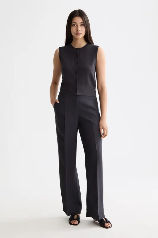 Scotch & Soda Edie - High Rise Wide Leg Drapey Pant Charcoal Art Maat: W30L32 | Pantalons Outlet | Dames | Grijs