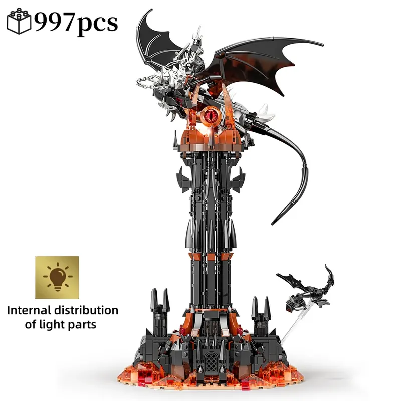 Moc-Lord Movie Rings Model The Fell Beast Magic Tower Klocki konstrukcyjne Zamek Fortress Kreatywne klocki do montażu Prezent dla Ki