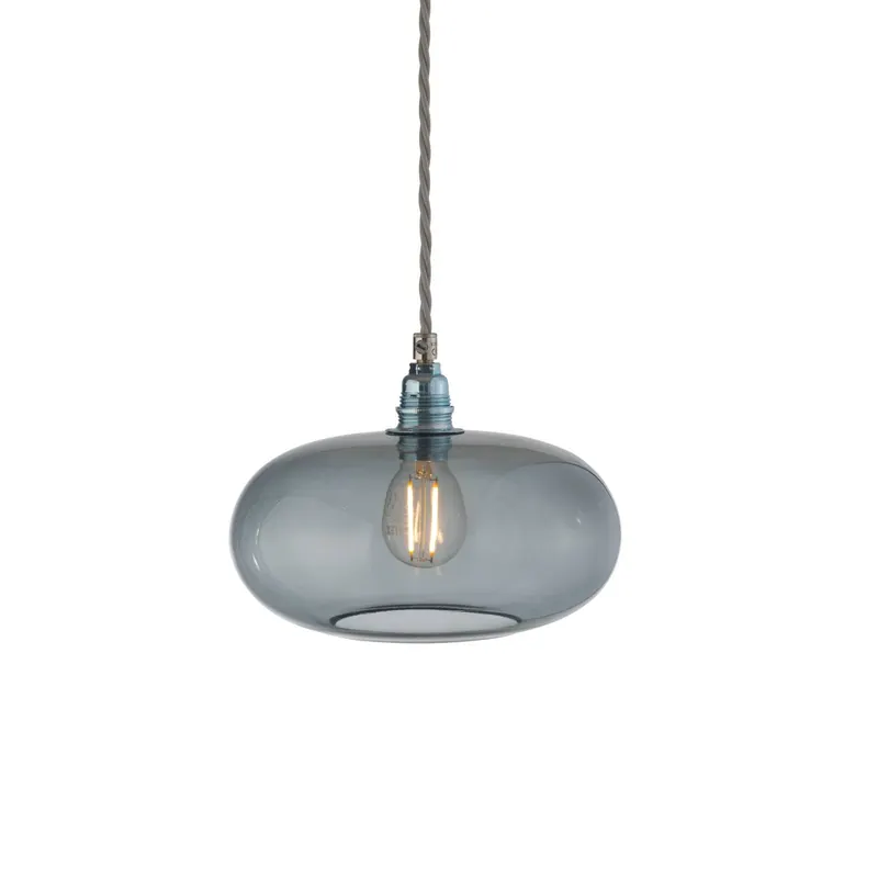 EBB & FLOW Lampa wisząca Horizon, szaro-dymna, szkło, Ø 21 cm