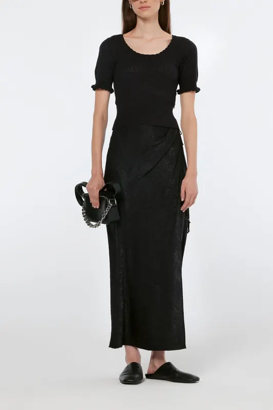 Scotch & Soda Crushed Satin Skirt Black Maat: XL | Maxi Rokken Outlet | Dames | Zwart