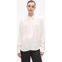 Karl Lagerfeld Logo Jacquard Fluid Blouse Elongated Logo Pristine Maat: 42 | Longsleeves Outlet | Dames | Wit
