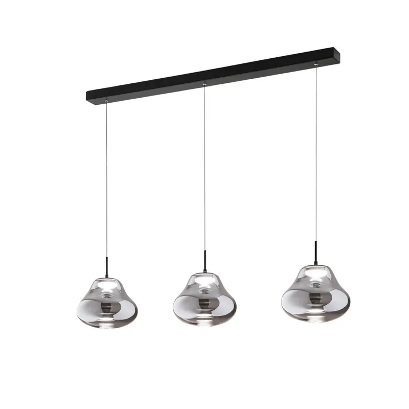 Lampa wisząca LED Deva, 3-punktowa, 115 cm, szara, CCT, ściemniana