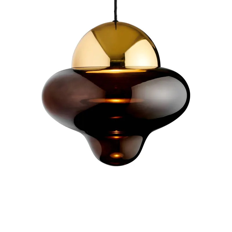 Żyrandol LED Nutty XL, brązowo-złota, Ø 30 cm, szkło