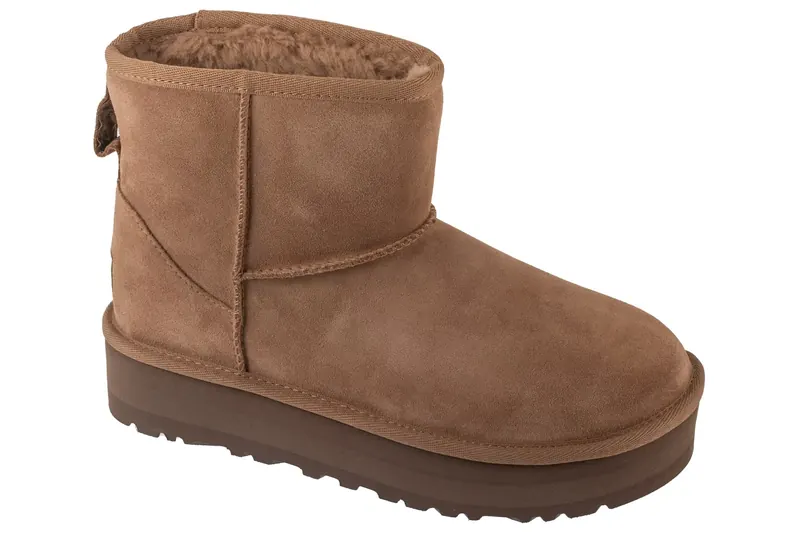 UGG Kids Classic Mini Platform 1143700K-RYK, Dla dzieci, Brązowe, buty zimowe, skóra zamszowa, rozmiar: 33,5