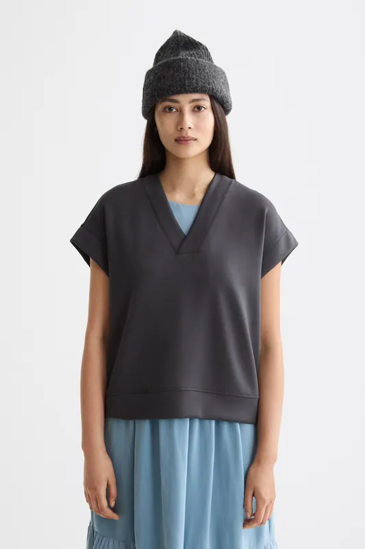 Scotch & Soda V-neck Sleeveless Modal Sweatshirt Charcoal Art Maat: M | Sweaters Outlet | Dames | Grijs