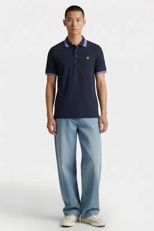 Lyle & Scott Golf Tipped Rib Polo Shirt Dark Navy/moonlight Maat: XS | Poloshirts Outlet | Heren | Groen