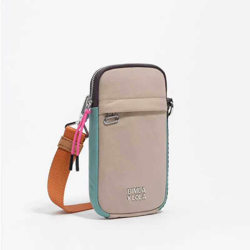 Etui na telefon nylon beżowo-szare