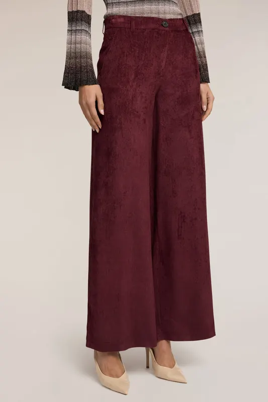 Motivi Corduroy Palazzo Pants Burgundy Maat: 34 | Wijde Broeken Outlet | Dames | Bordeaux