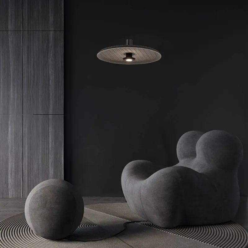 Żyrandol LED 25176, szaro-czarna, średnica 45 cm, metalowa