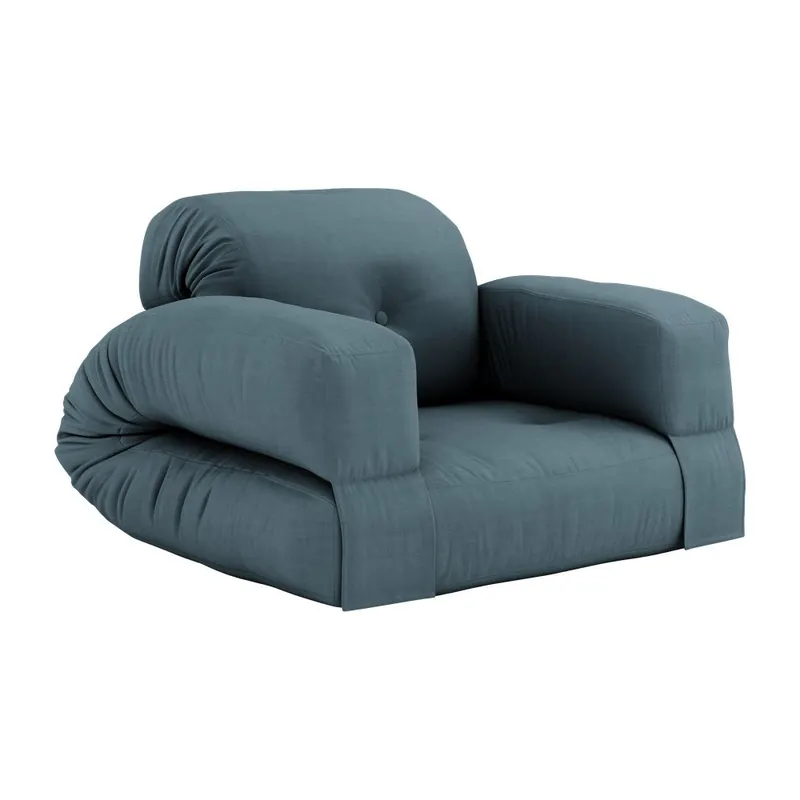 Rozkładany fotel z niebieskim obiciem Karup Design Hippo Petrol Blue
