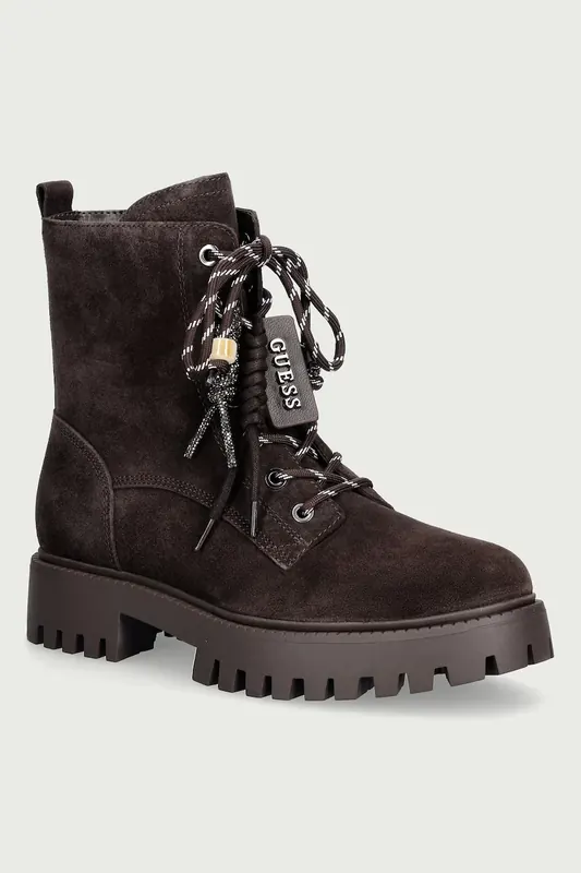 Guess workery na platformie damskie zamszowe FIZZLE