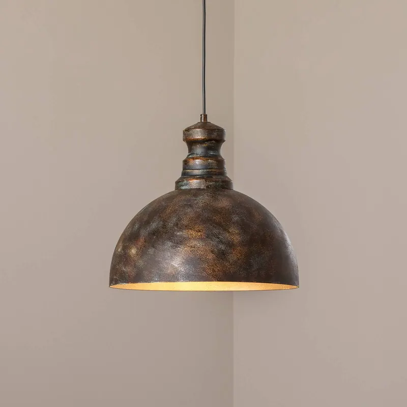 Lampa wisząca Saglam, 1-punktowa, postarzany mosiądz, metal, Ø 40 cm