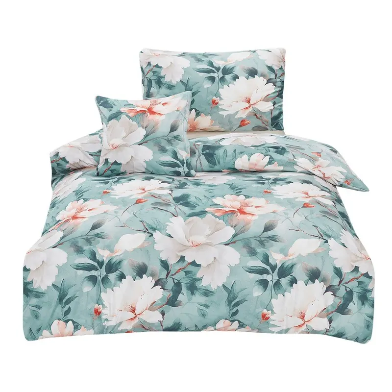 Turkusowa pościel jednoosobowa z mikrosatyny 3-częściowa 140x200 cm Selma – My House