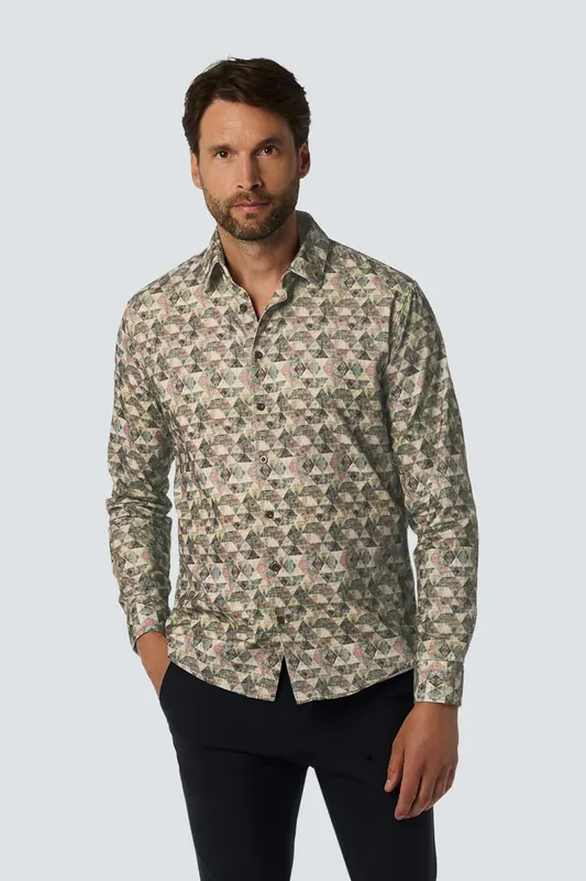 No Excess Shirt Allover Printed Corduroy Smoke Maat: M | Casual Overhemden Outlet | Heren