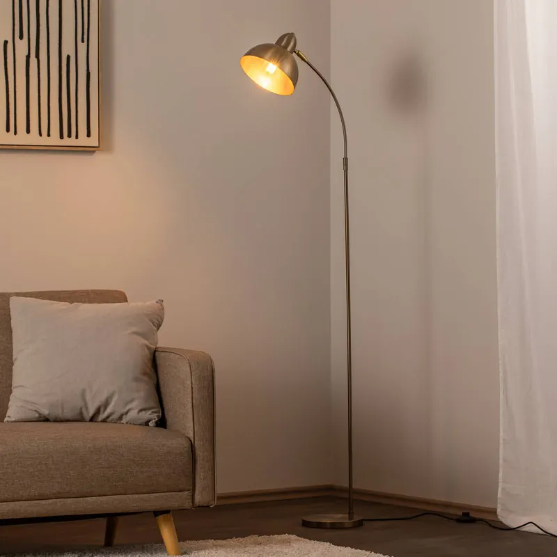 Lampa stojąca Varzan, złota, metal, wysokość 162 cm, E27