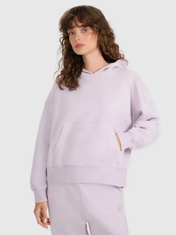 4F bluza dresowa damska z kapturem 4FWAW25TSWSF1887 fioletowy (M)