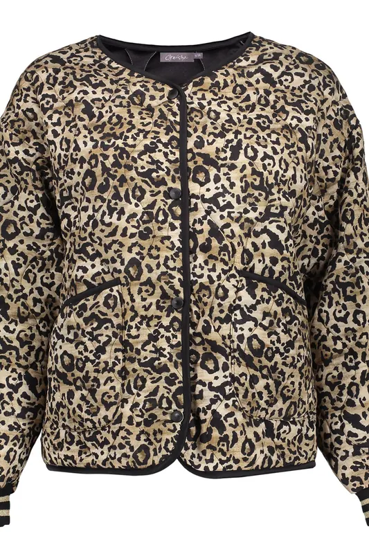 Geisha Jacket Stepped Leopard Black/sand Maat: M | Bomberjacks Outlet | Dames | Zwart