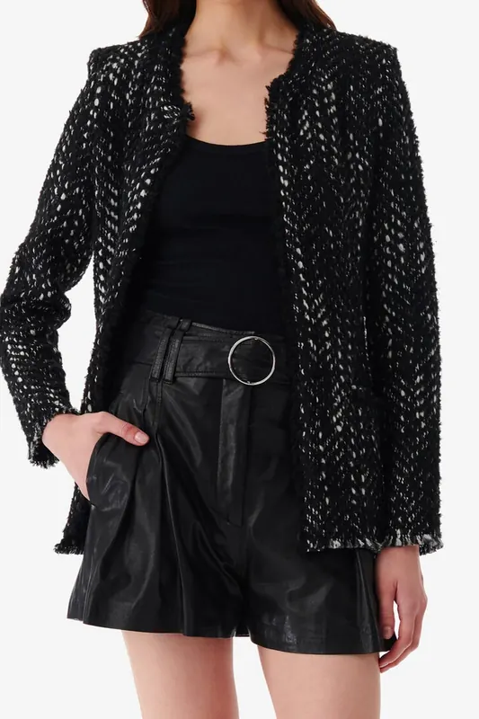 IRO Paris Leonard Jacket Black/white Maat: 32 | Lichte Jassen Outlet | Dames | Zwart