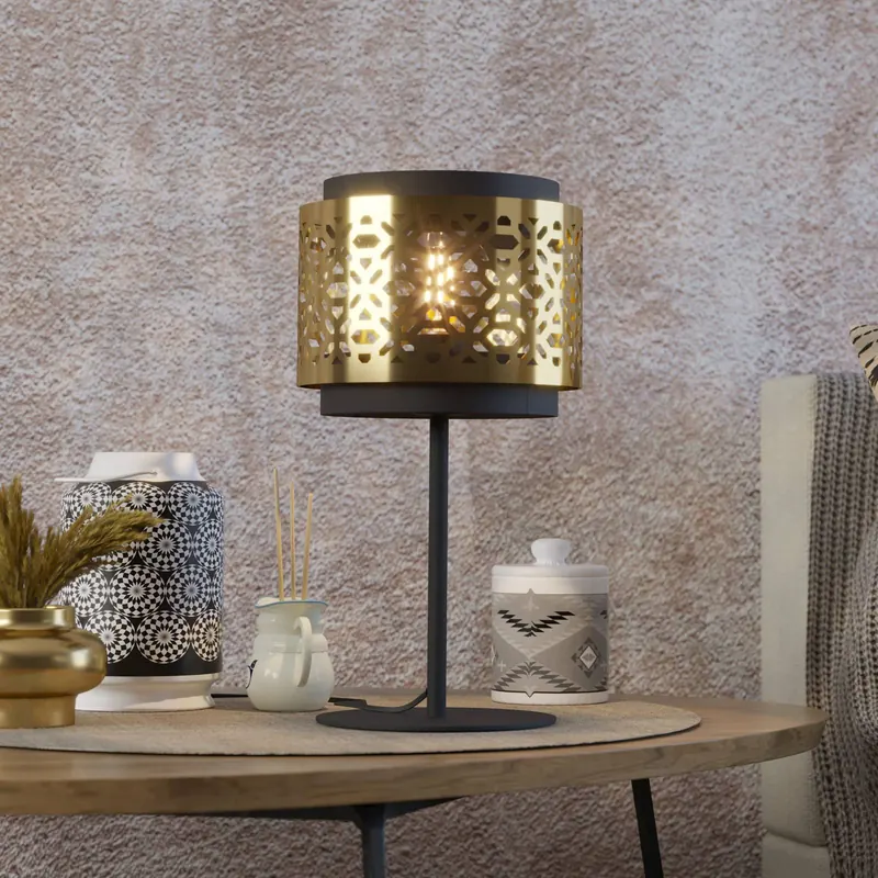 Lampa stołowa Sandbach czarna i mosiężna