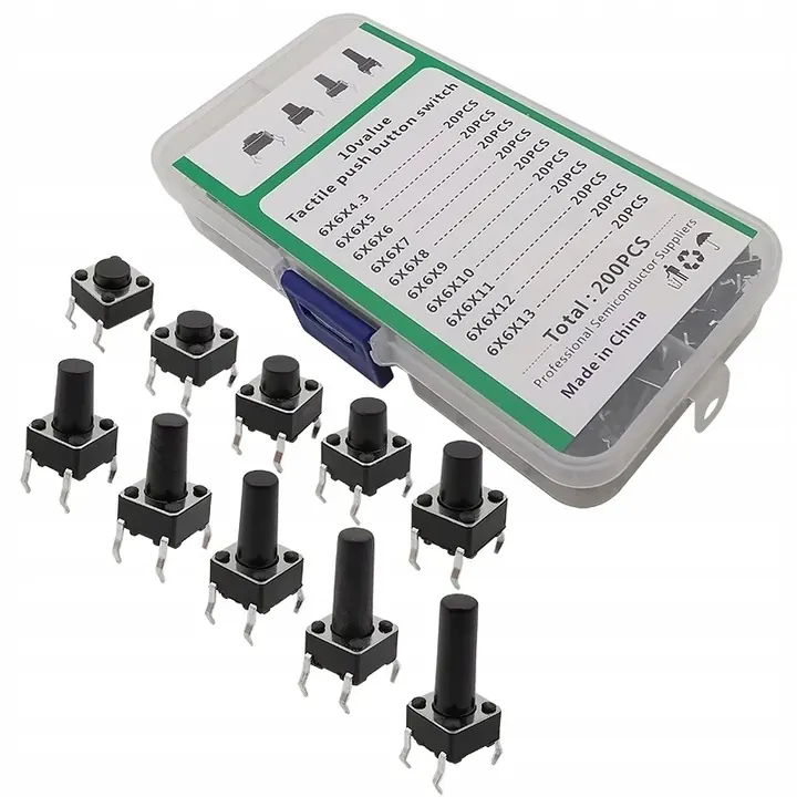Zestaw Tact Switch Mikroprzycisków Dip 200 Sztuk