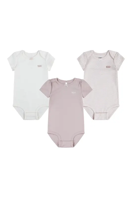 Levi's Girls 3pk Bow Bodysuit Set Rapture Rose Maat: 9M | Sokken Outlet | kids | Roze