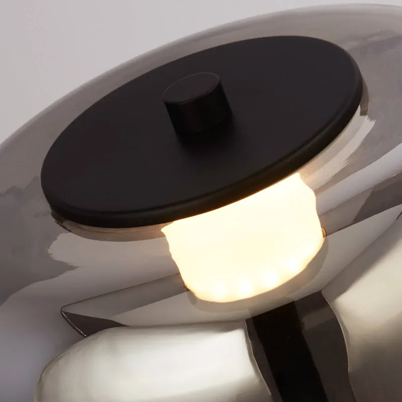 Lampa stojąca LED Frisbee ze szklanym kloszem