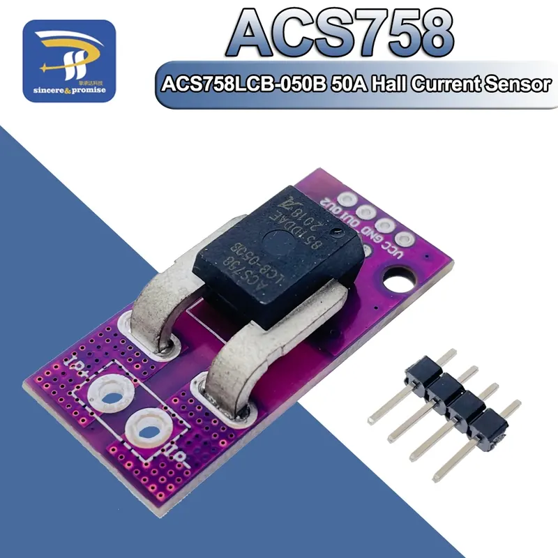 50A 100A moduł czujnika prądu Hall liniowy analogowy AC DC 3.3V-5V ACS758 ACS758LCB-050B 100B-PFF-T dla Arduino złącze Model RC