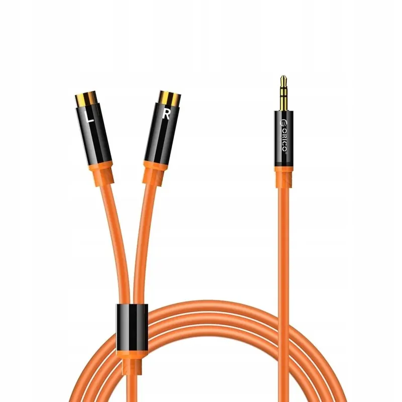 Kabel audio Orico Axrf mini jack 3.5 mm do 2x Rca żeńskiego 3 m pomarańcz