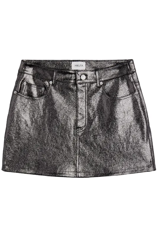 Mikuta The Silver Coated Leather Skirt Maat: S | Mini Rokken Outlet | Dames | Zilver