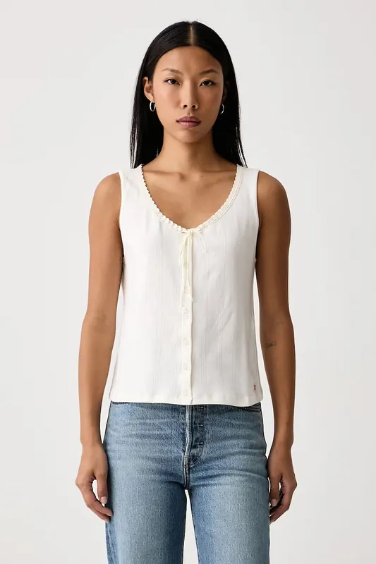 Levi's top damski z bawełną DRY GOODS POINTELLE LACE TANK