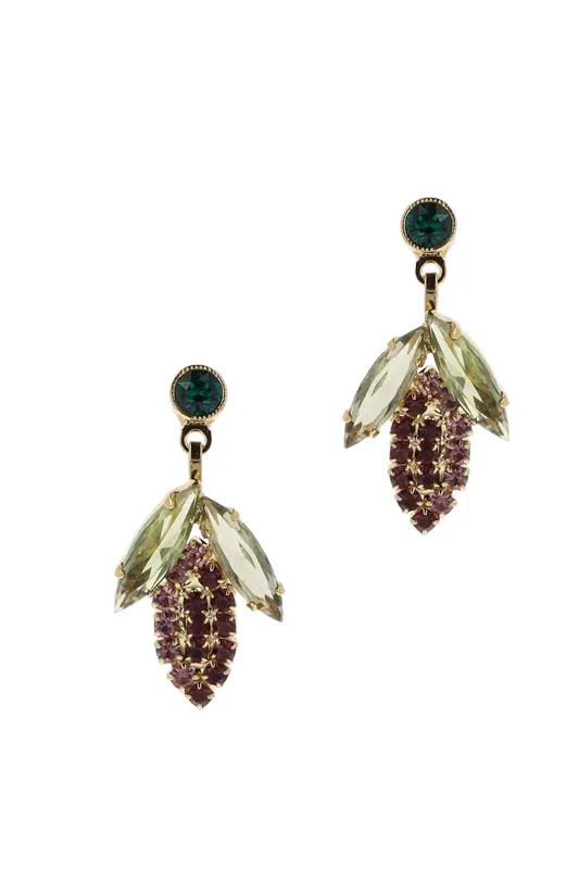 OTAZU Purple Blossom Flower Earrings - Small Purple, Green Maat: OS | Oorbellen Outlet | Dames | Goud