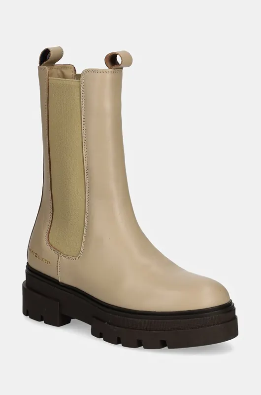 Tommy Hilfiger sztyblety skórzane MONOCHROMATIC CHELSEA BOOT