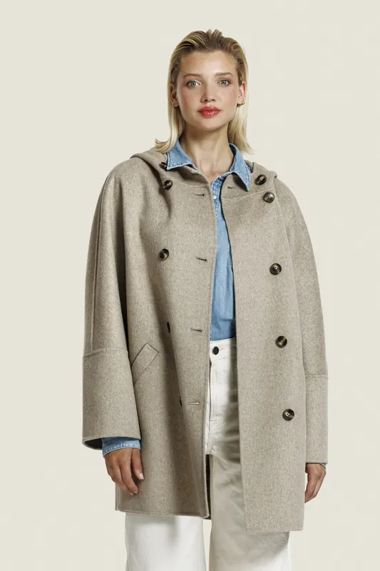 ALTER EGO Coco Wool Jacket D. Beige Melange Maat: L | Double-Breasted Mantels Outlet | Dames | Beige