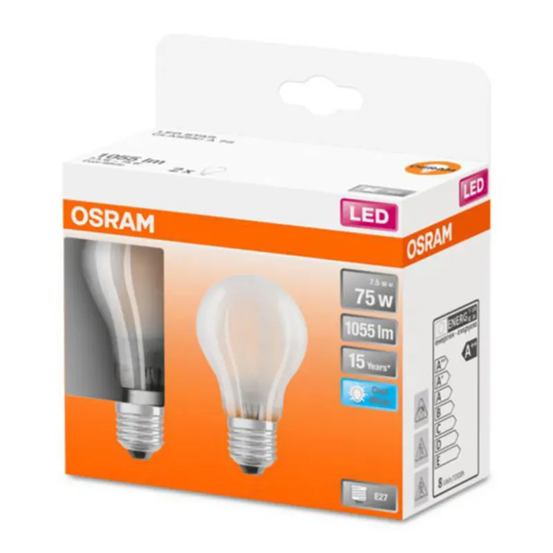 OSRAM Classic A żarówka LED E27 7,5W 4 000 K 2 szt
