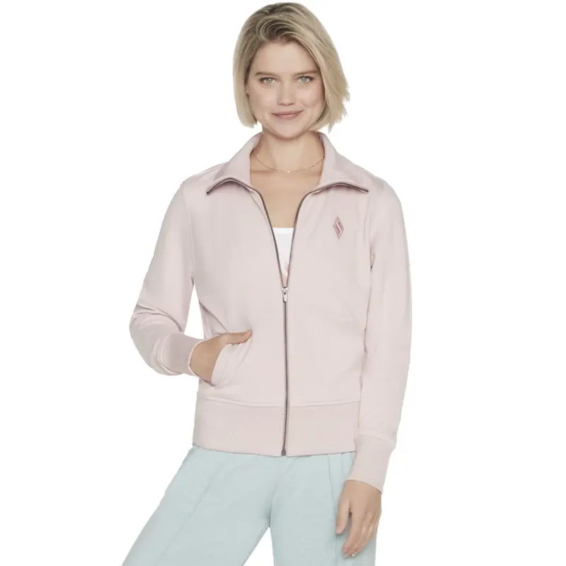 Skechers The Hoodless Hoodie Diamond Jacket W3JA262-LPK, Damskie, Różowe, bluzy, bawełna, rozmiar: M