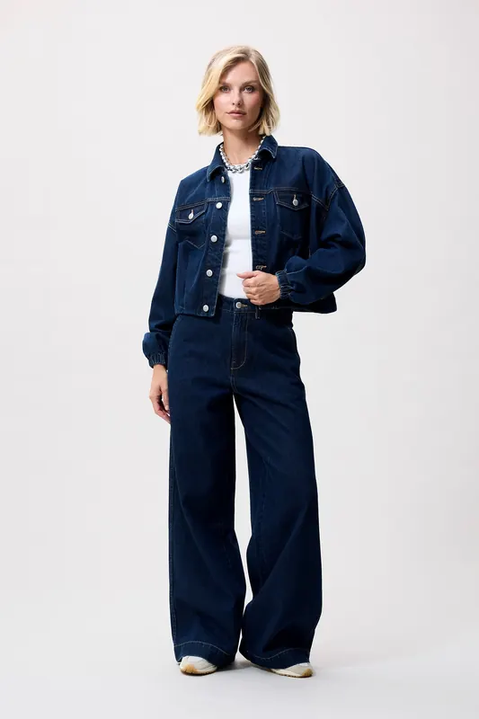 Catwalk Junkie Wide Leg Jeans Dark Blue Maat: W25L32 | Wijde Broeken Outlet | Dames | Blauw