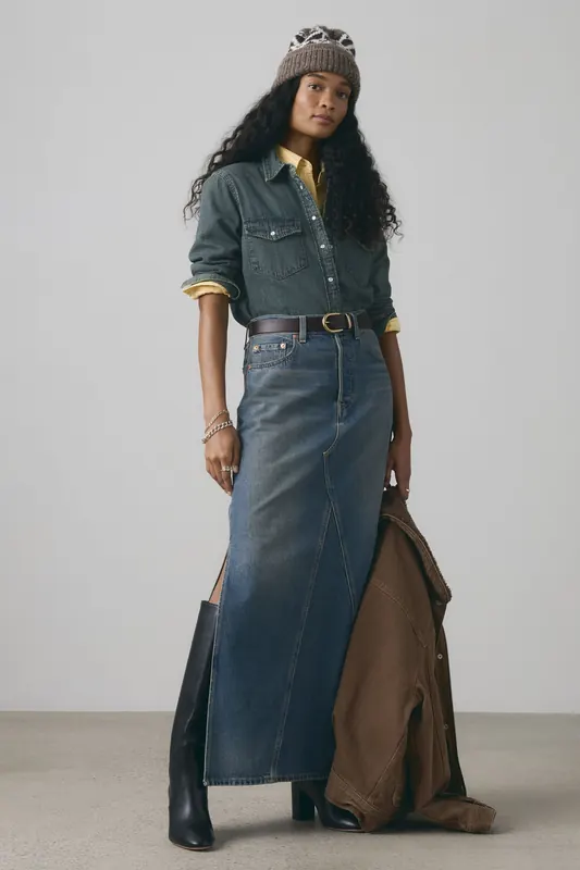 Levi's Long Icon Skirt Blue Maat: W32 | Maxi Rokken Outlet | Dames | Blauw