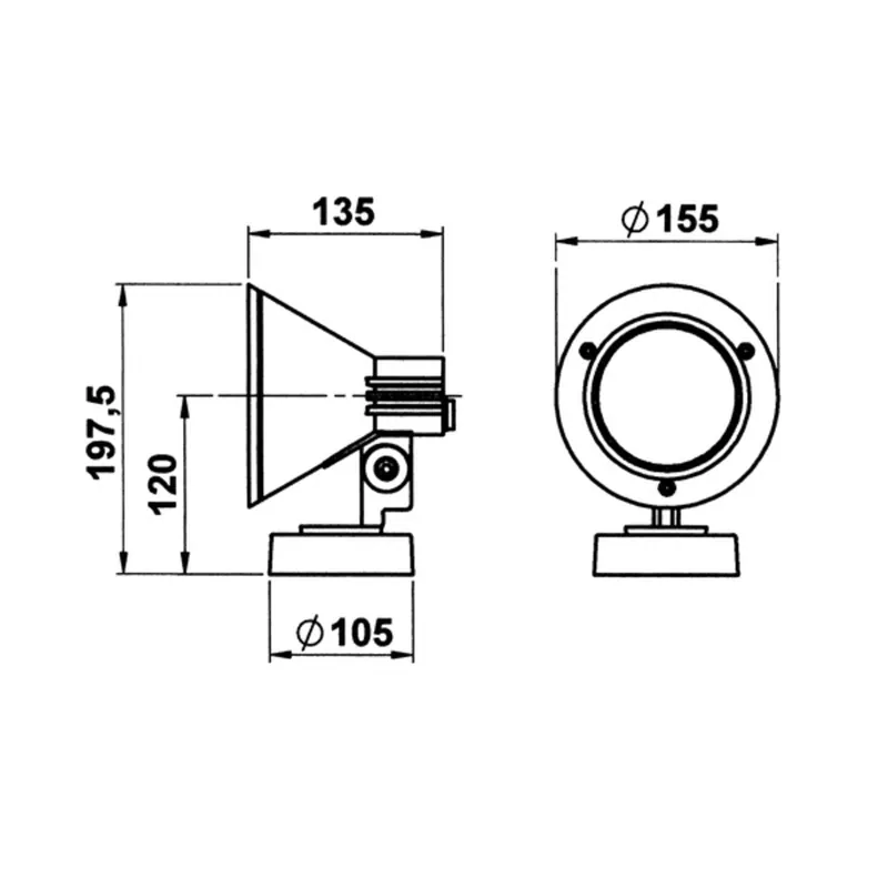Reflektor ścienny 643S, czarny, IP54, E27, aluminium, obrotowy