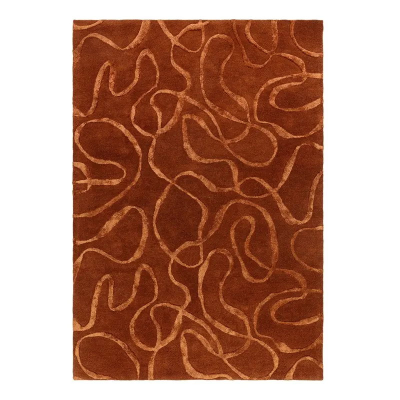 Ceglasty dywan z mieszanki wełny tkany ręcznie 120x170 cm Varri – MADE