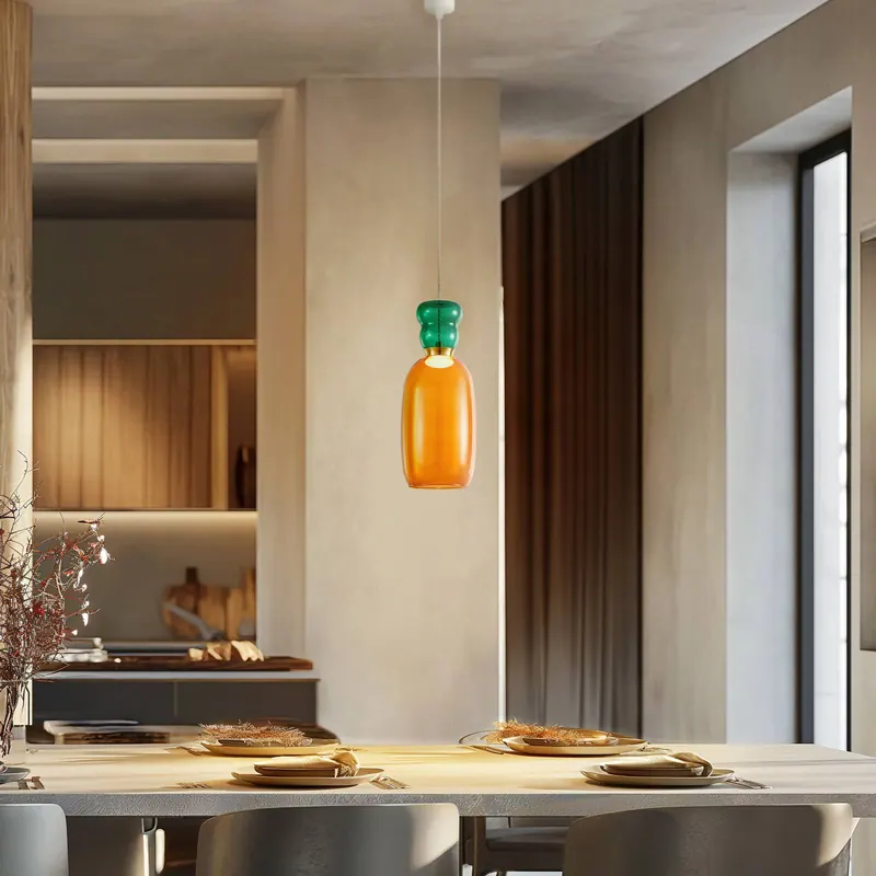 Lampa wisząca LED Lucande Fay, pomarańczowy/ciemnozielony, szkło, Ø 15 cm