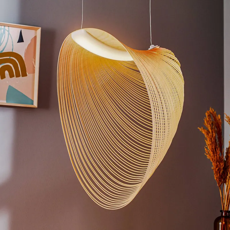 Drewniana lampa wisząca LED Luceplan Illan ściemniana Ø 60 cm