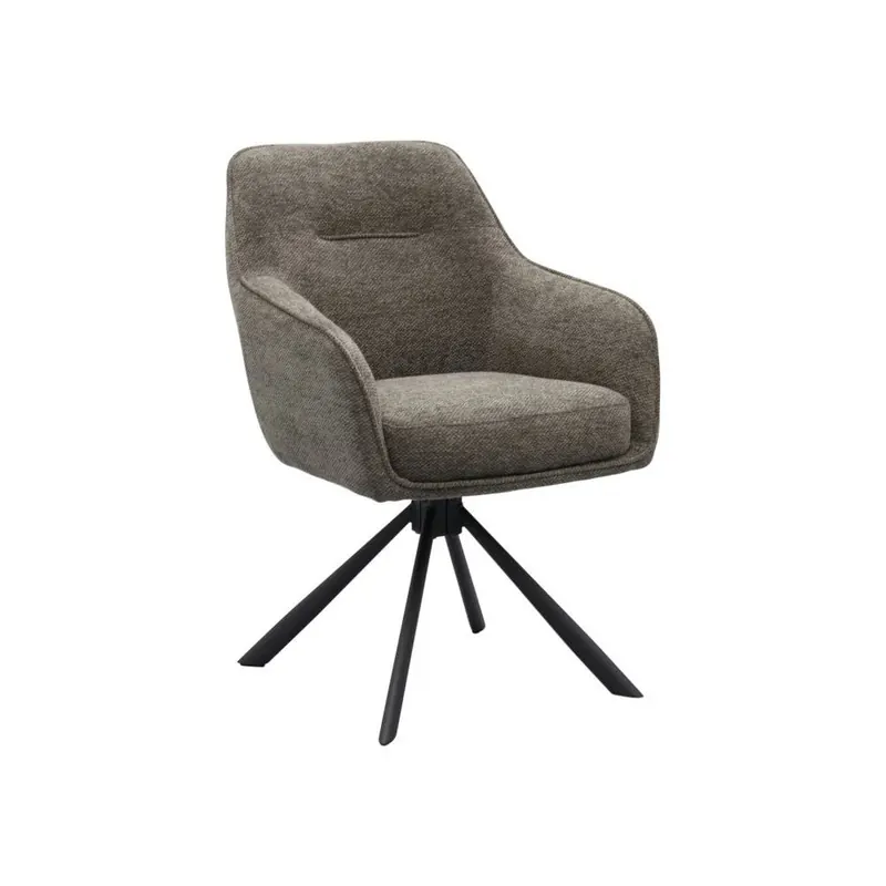 Ciemnoszary tapicerowany fotel jadalniany z podłokietnikami Avola – Unique Furniture
