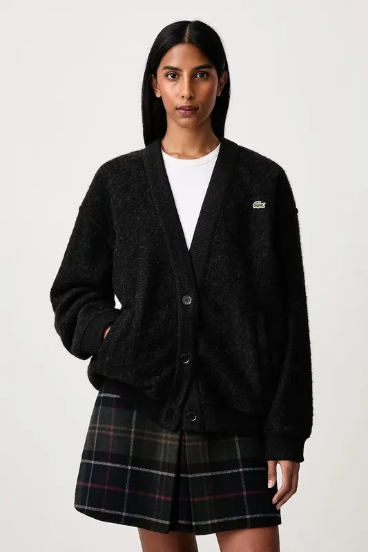 Lacoste  kardigan z dodatkiem wełny damski